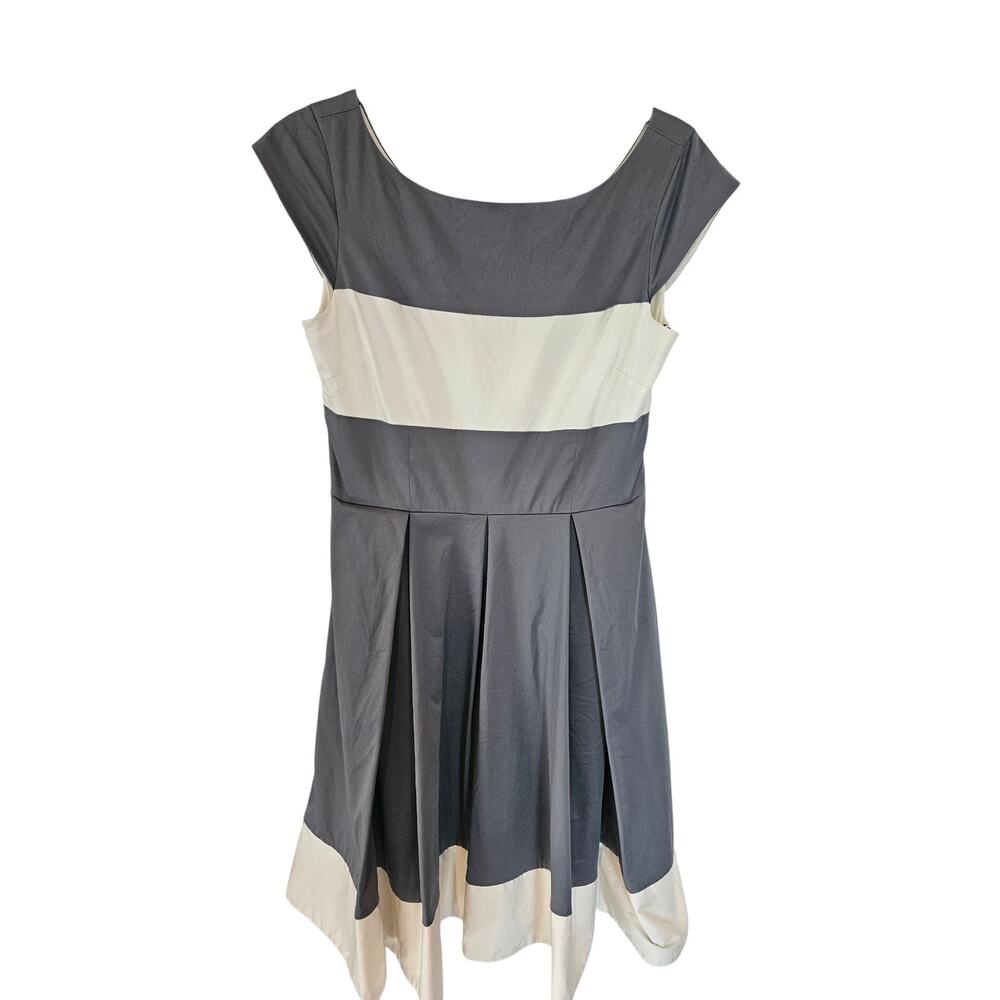 Kate Spade Adette Colorblock Dress cap sleeves pleated womene 6 medium gray